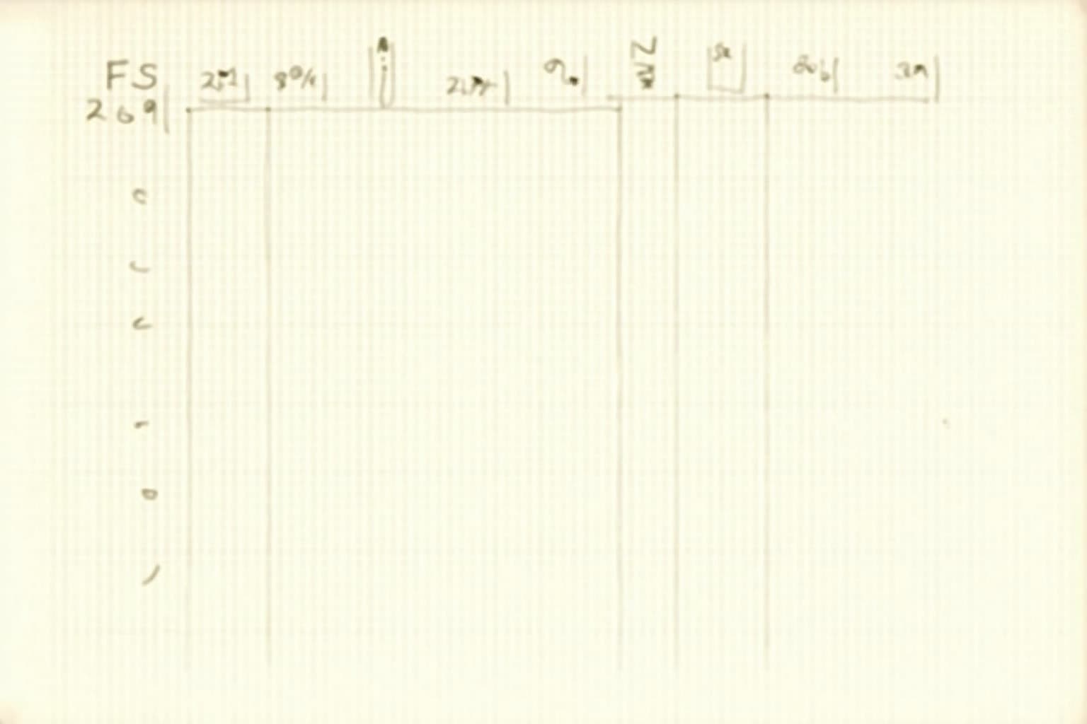 A hand-sketched empty table grid on cream paper with a brass ruler across it