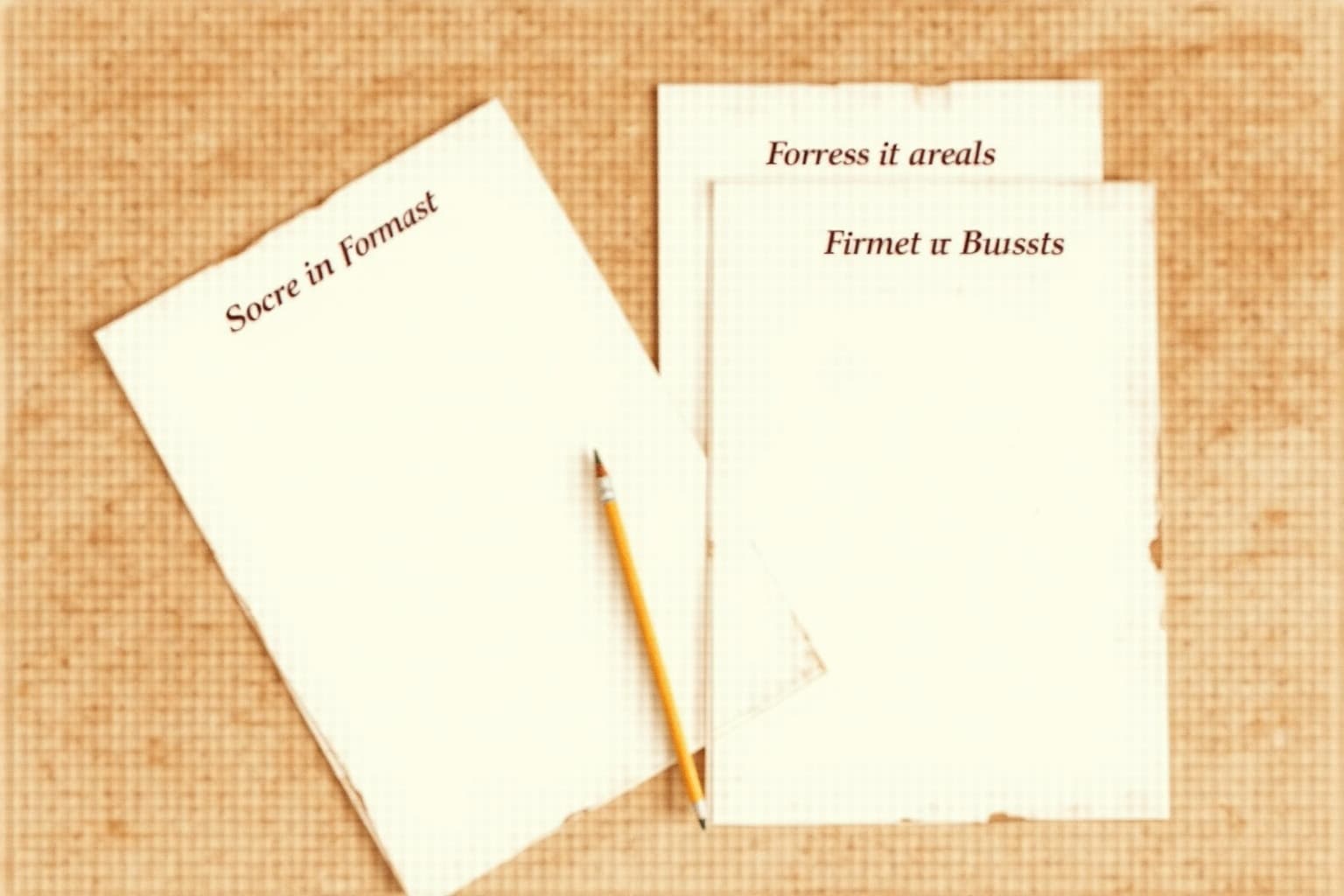 Two paper scorecards with different format labels and a pencil between them