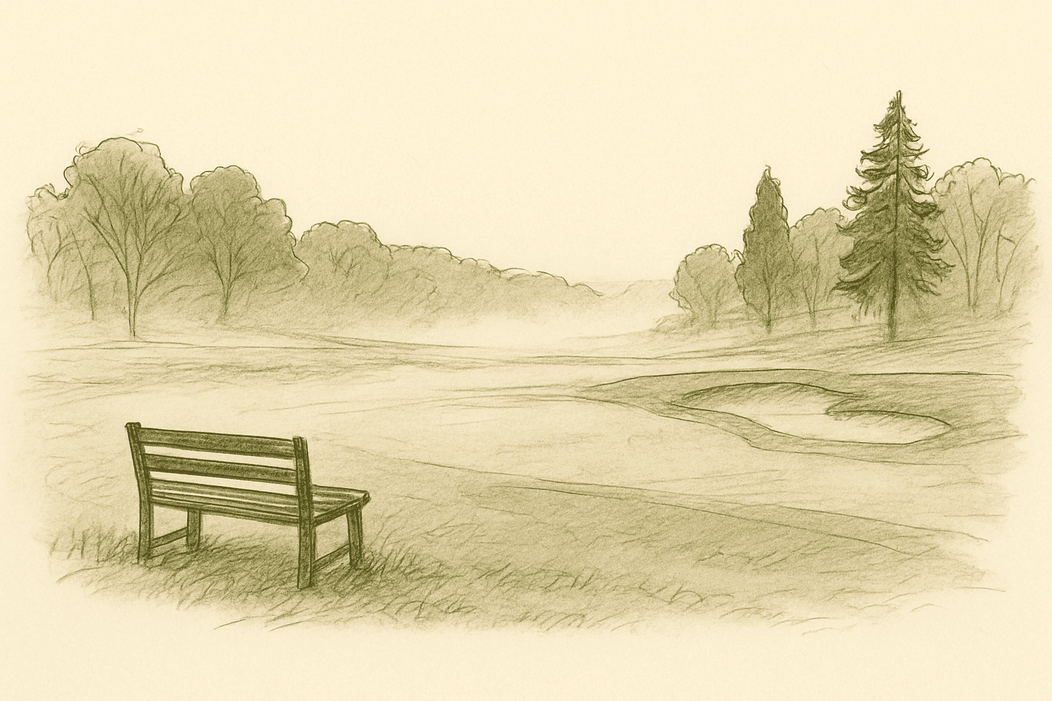 An empty golf course at dawn